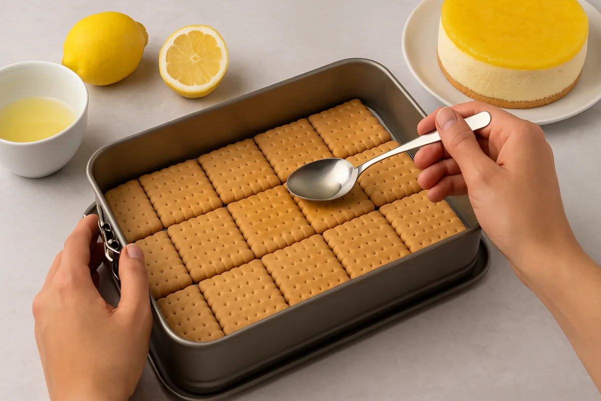 Torta al limone senza forno con biscotti secchi: la sequenza per distribuire bene la bagna senza inzuppare