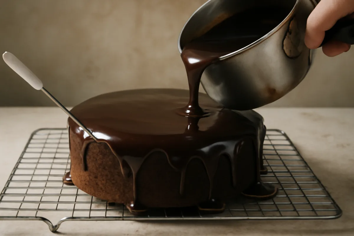 Copertura di cioccolato fondente sulla sacher: la temperatura che non perdona