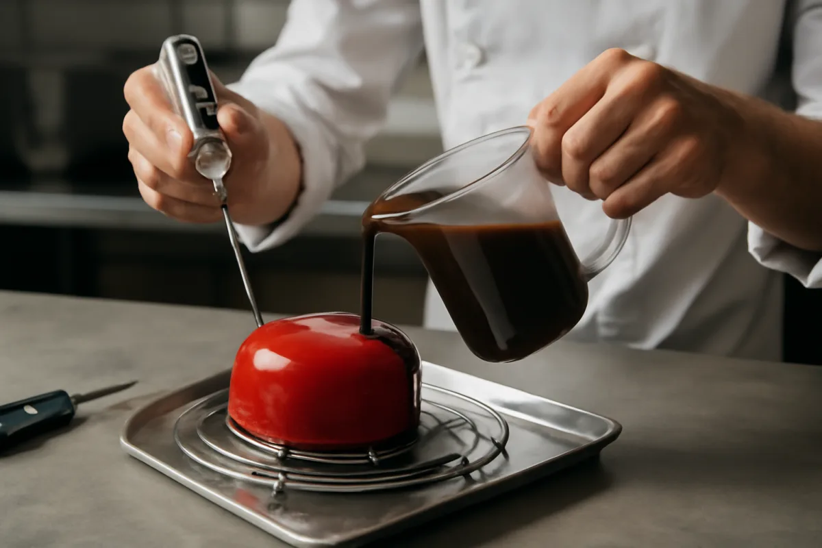 Glassa a specchio sull'entremet: la temperatura esatta che non perdona imprecisioni